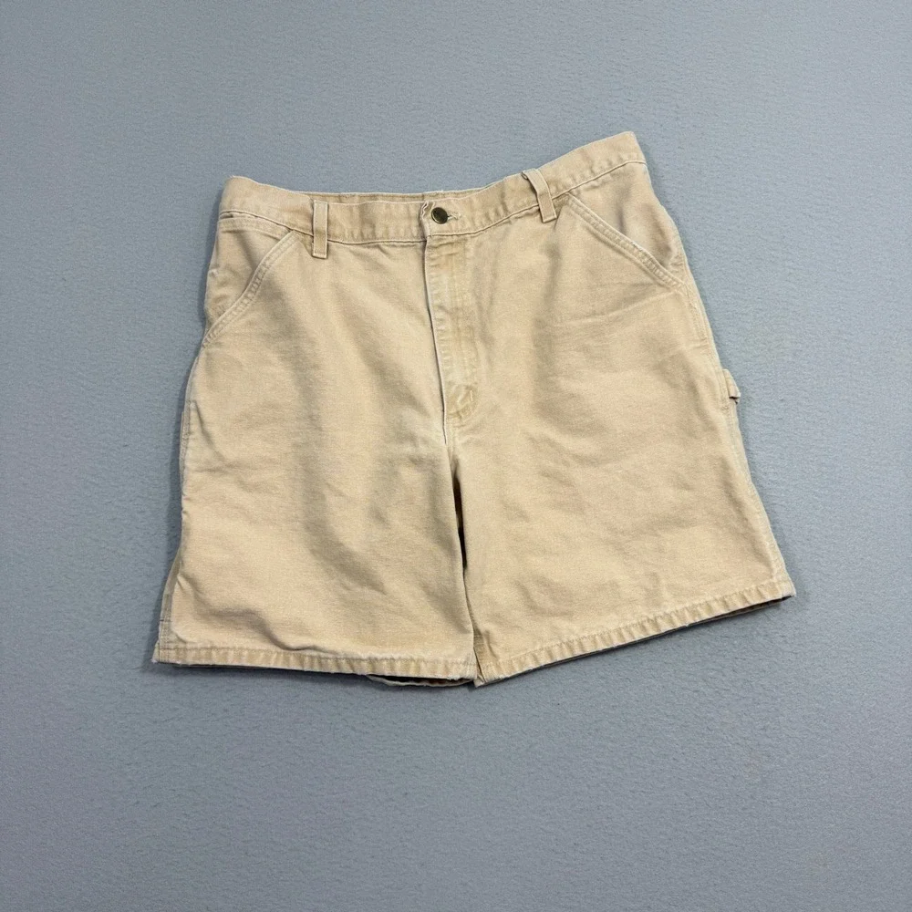 Vintage Carhartt Carpenter Shorts Men's 33 Tan Canvas 8